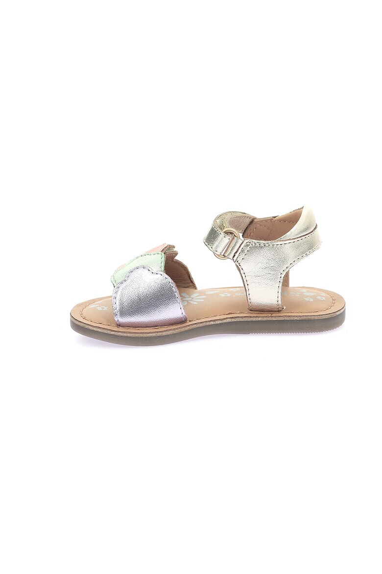 Kickers kids - Лъскави кожени сандали - Златист - Pepit.bg