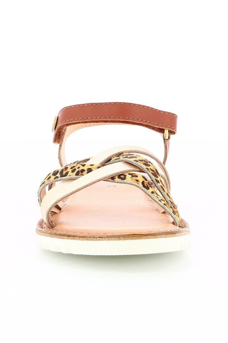 Kickers kids Сандали от кожа с косъм - Pepit.bg