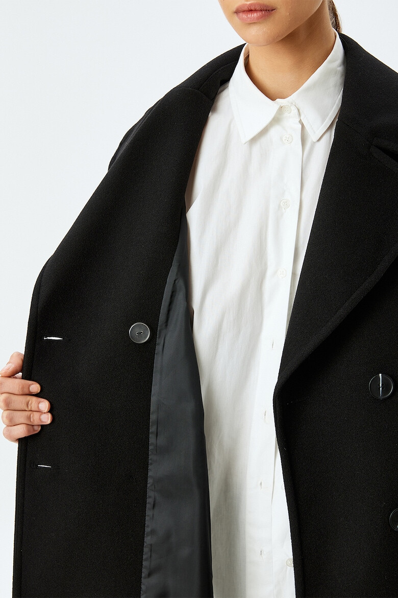 KOTON Дълго палто с копчета - Черен - Pepit.bg
