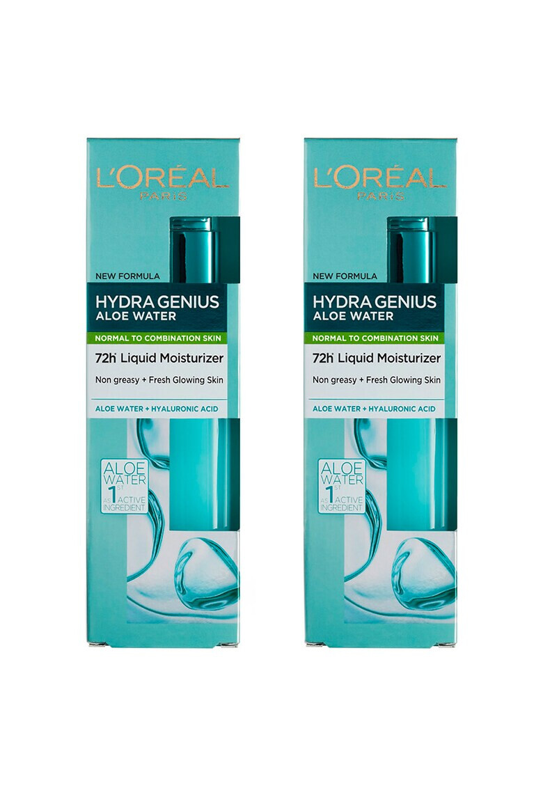 L'Oreal Paris Комплект : 2x Дневен крем флуид Hydra Genius за нормална-смесена кожа 70 мл - Pepit.bg