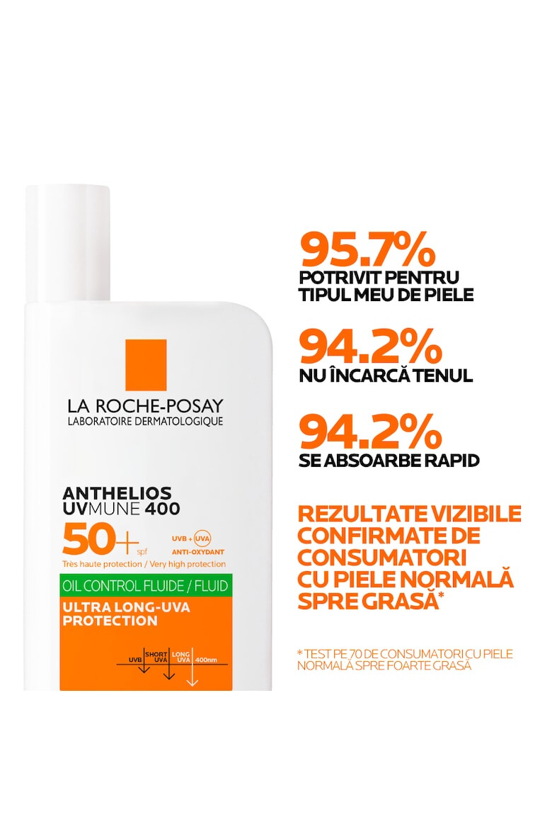 La Roche-Posay Слънцезащитен флуид за лице Invisible ANTHELIOS UVMUNE400 Oil Control SPF 50+ За смесена-мазна кожа 50 мл - Pepit.bg