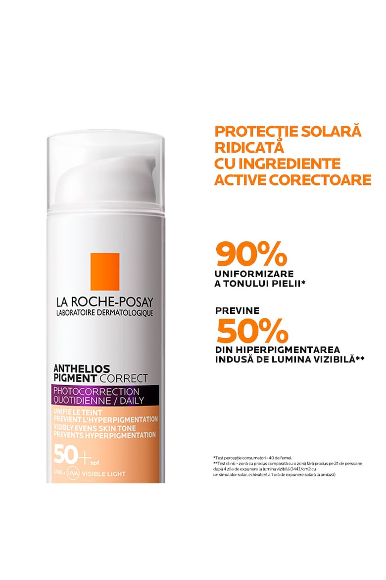 La Roche-Posay Слънцезащитен крем за лице с цвят La Roche Posay-Anthelios Pigment Correct SPF 50 - С действие против пигментни петна - Light shade - 50 мл - Pepit.bg