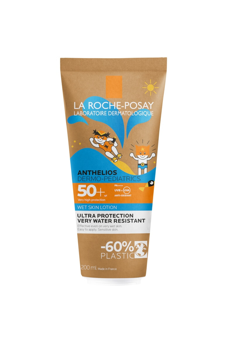 La Roche-Posay Слънцезащитен лосион La Roche Posay Anthelios WetSkin Dermo-Pediatrics SPF 50+ - За деца - За тяло - нанасяне върху мокра кожа - 200 мл - Pepit.bg