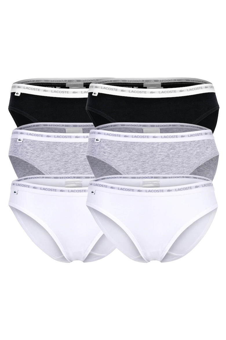 Lacoste Бикини без шарка - 6 чифта - Бял/Черен/Сив - Pepit.bg