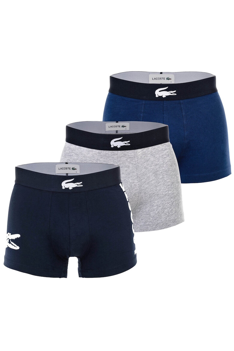 Lacoste Боксерки с памук с лого - 3 чифта - Сив/Тъмносин - Pepit.bg