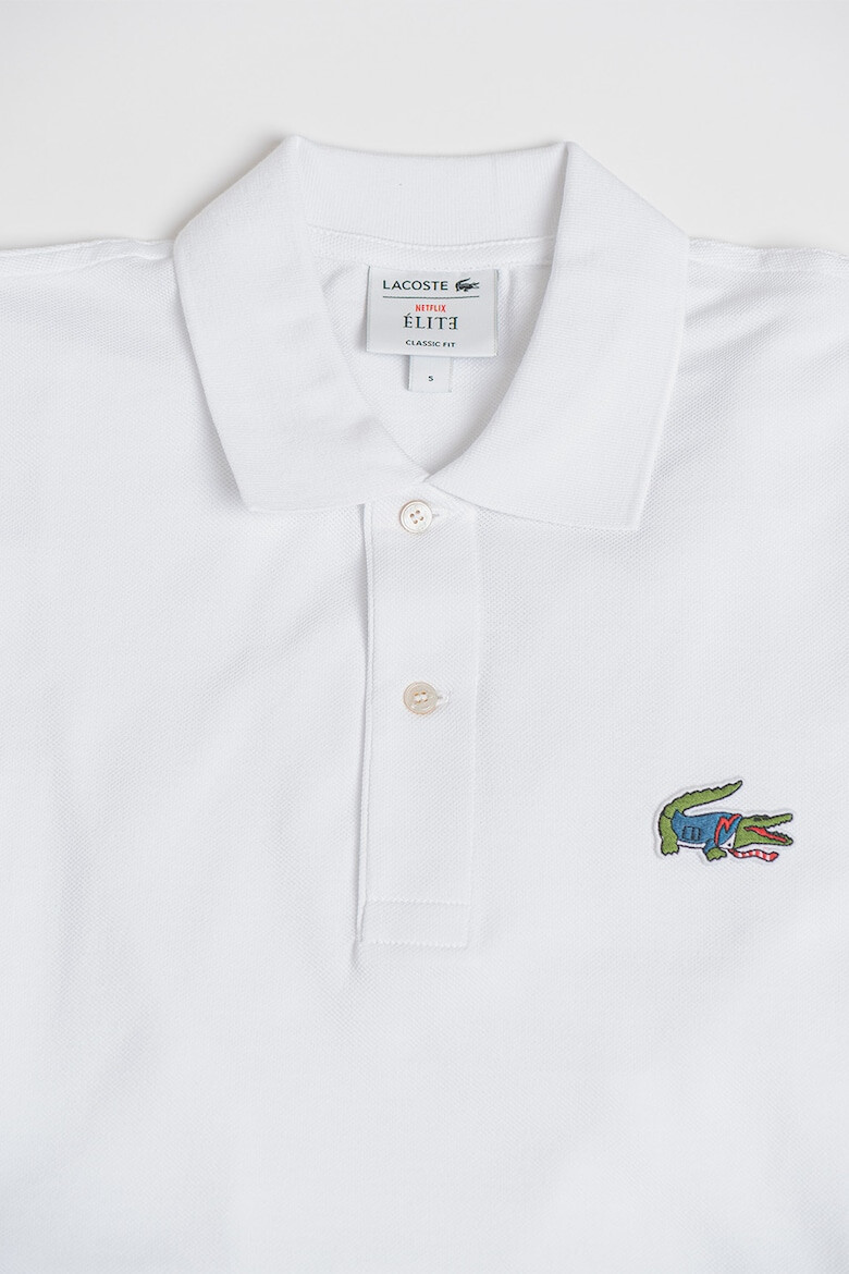 Lacoste Памучна тениска с яка и пике ефект - Pepit.bg