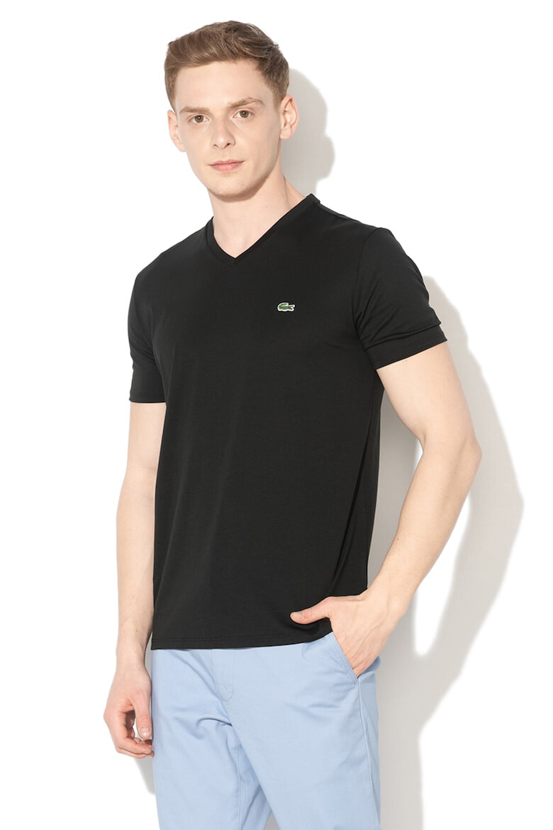 Lacoste Памучна тениска с шпиц - Pepit.bg