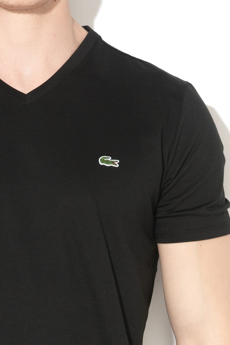 Lacoste Памучна тениска с шпиц - Pepit.bg