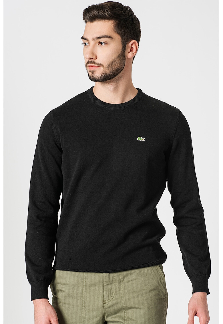 Lacoste Пуловер с овално деколте и лого - Pepit.bg