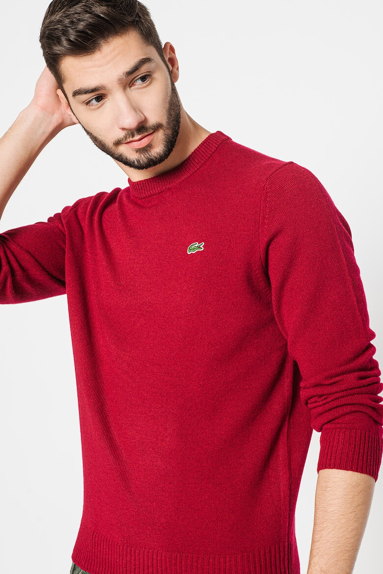 Lacoste Вълнен пуловер с овално деколте - Pepit.bg