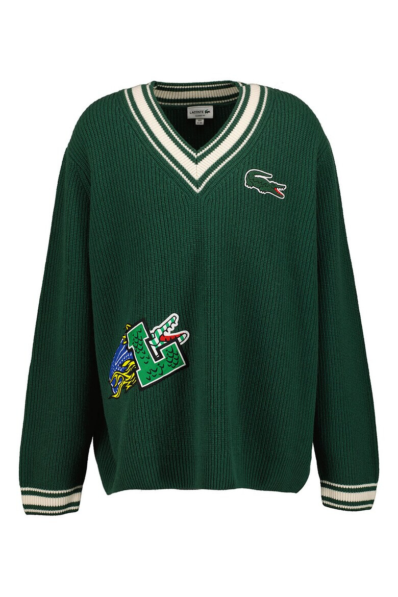 Lacoste Вълнен пуловер с шпиц - Pepit.bg