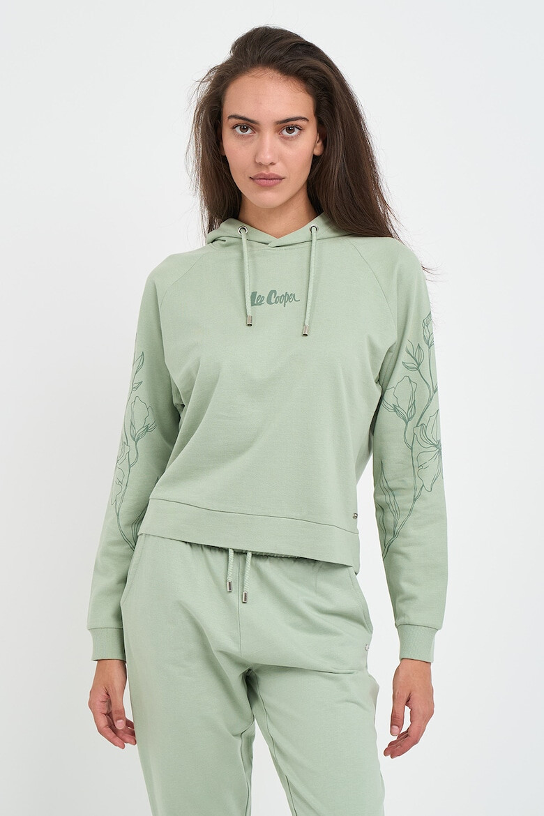 Lee Cooper Флорално худи с реглан ръкави - Ментово зелено - Pepit.bg