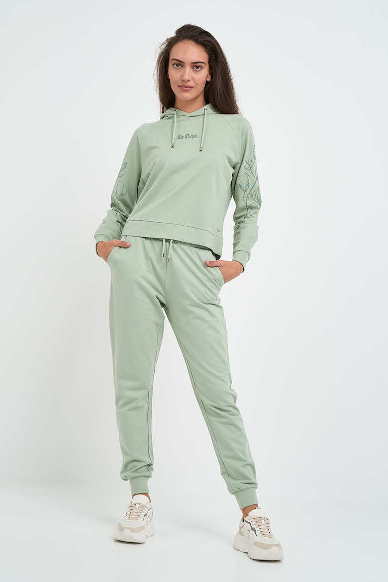 Lee Cooper Флорално худи с реглан ръкави - Ментово зелено - Pepit.bg