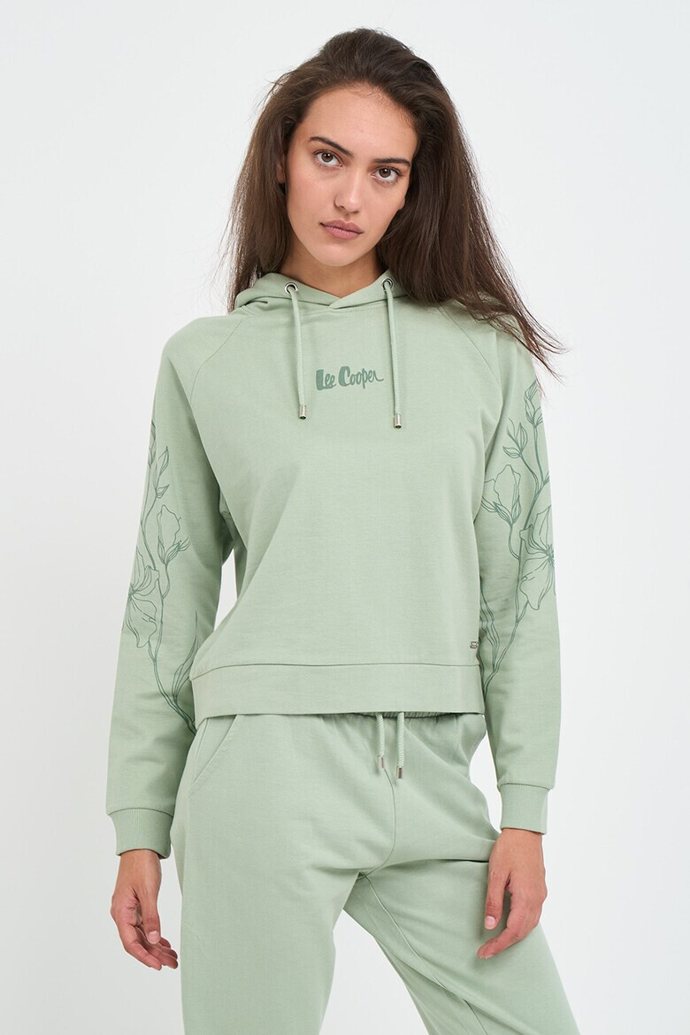 Lee Cooper Флорално худи с реглан ръкави - Ментово зелено - Pepit.bg