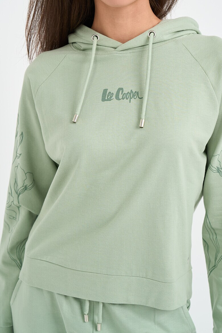Lee Cooper Флорално худи с реглан ръкави - Ментово зелено - Pepit.bg