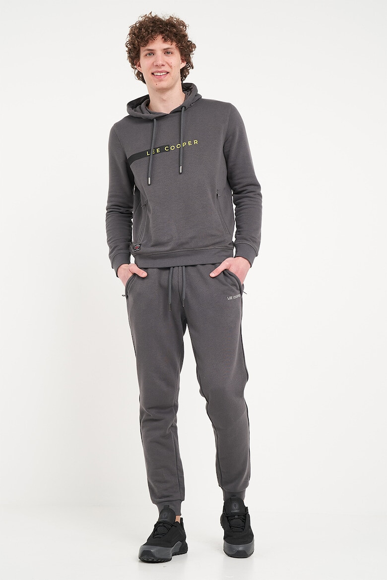 Lee Cooper Худи с лого и джобове с цип - Tъмносив - Pepit.bg