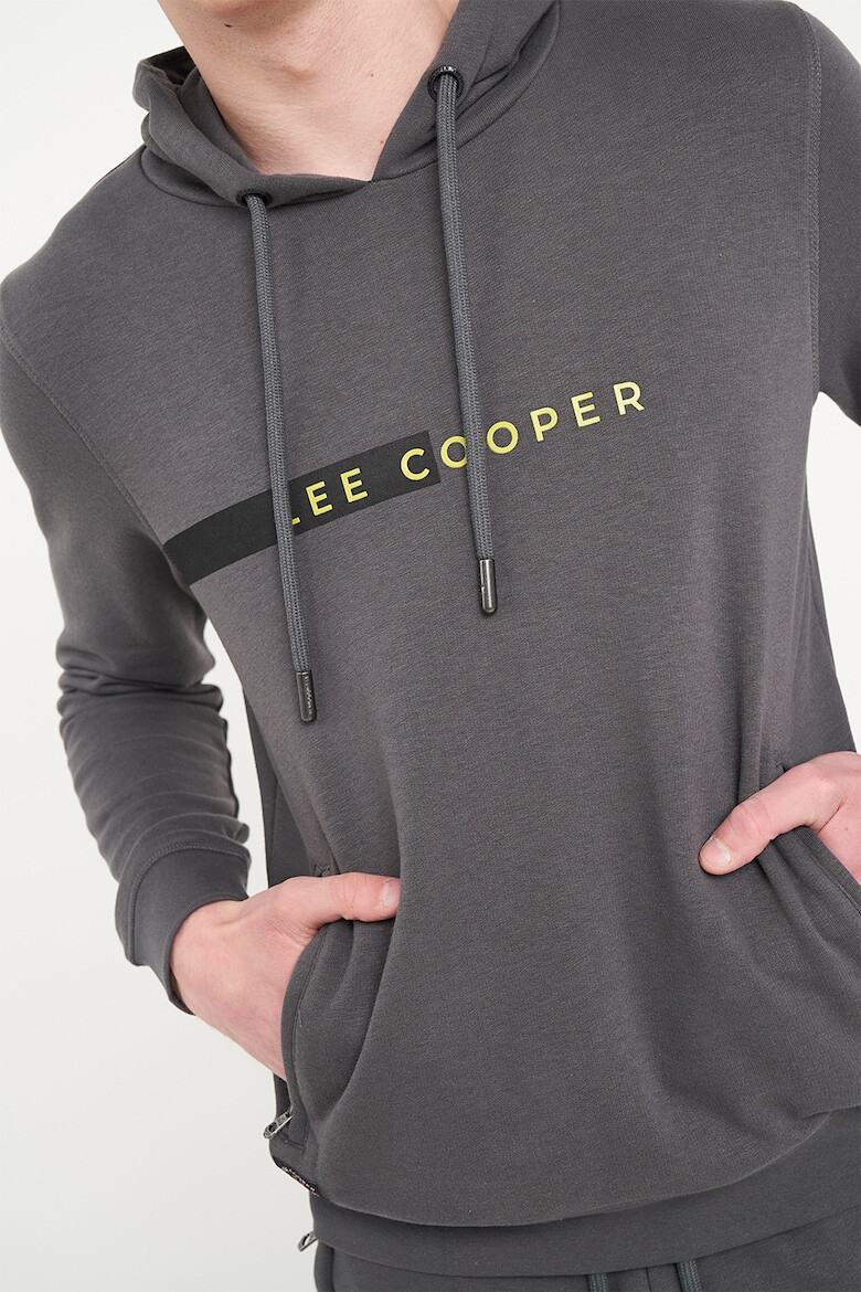 Lee Cooper Худи с лого и джобове с цип - Tъмносив - Pepit.bg