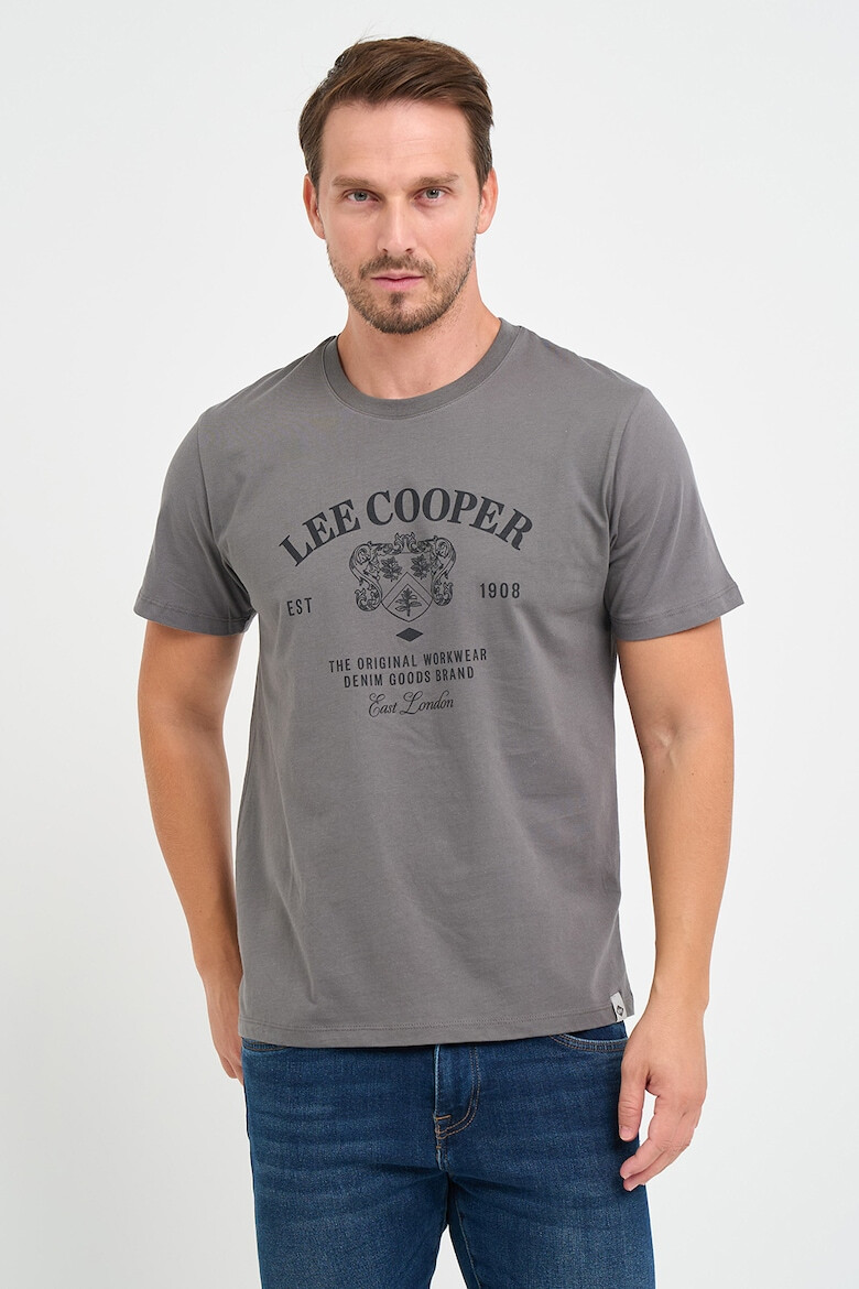 Lee Cooper Мъжка тениска с къс ръкав и графично лого сиво - Pepit.bg