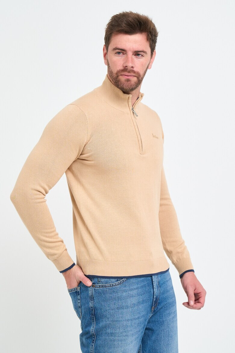 Lee Cooper Памучен пуловер с къс цип - Pepit.bg