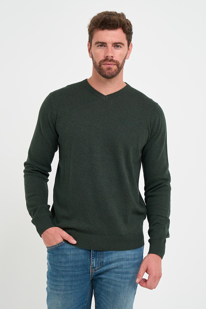 Lee Cooper Памучен пуловер с шпиц - Pepit.bg