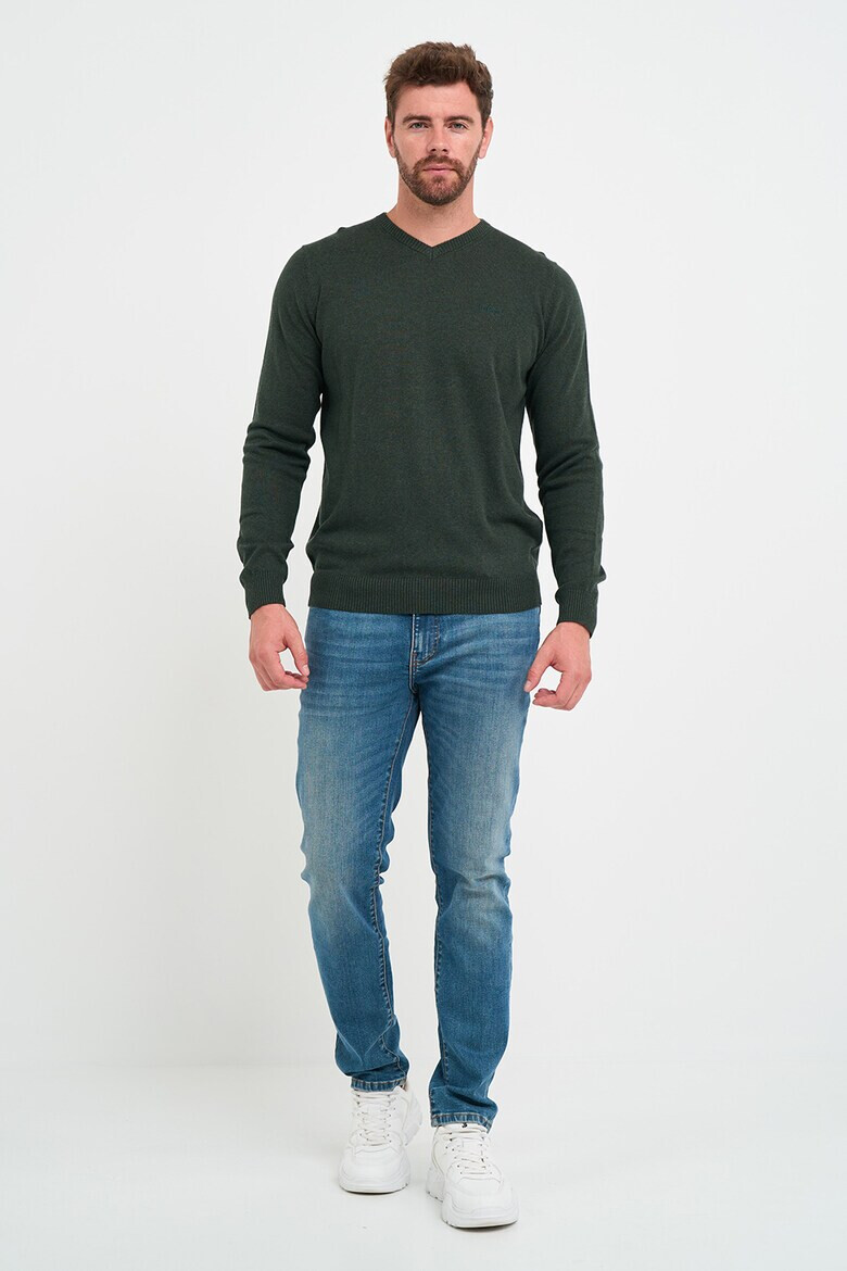 Lee Cooper Памучен пуловер с шпиц - Pepit.bg
