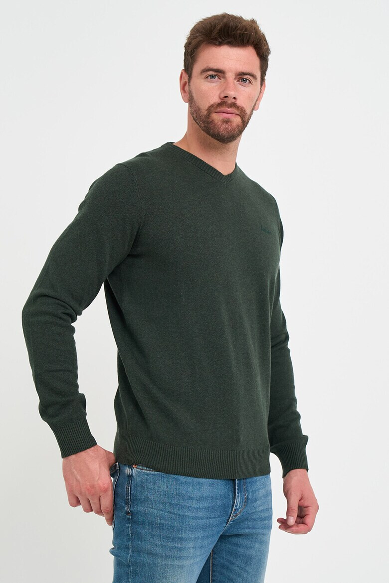 Lee Cooper Памучен пуловер с шпиц - Pepit.bg