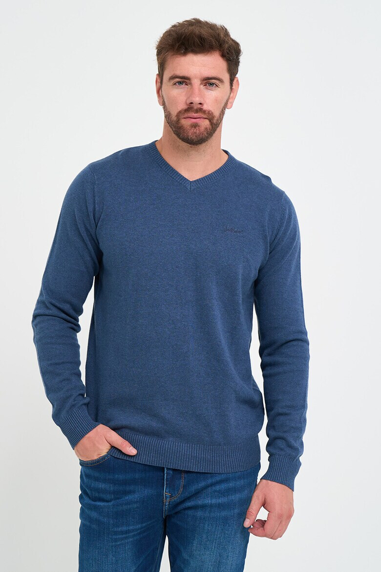 Lee Cooper Памучен пуловер с шпиц - Pepit.bg