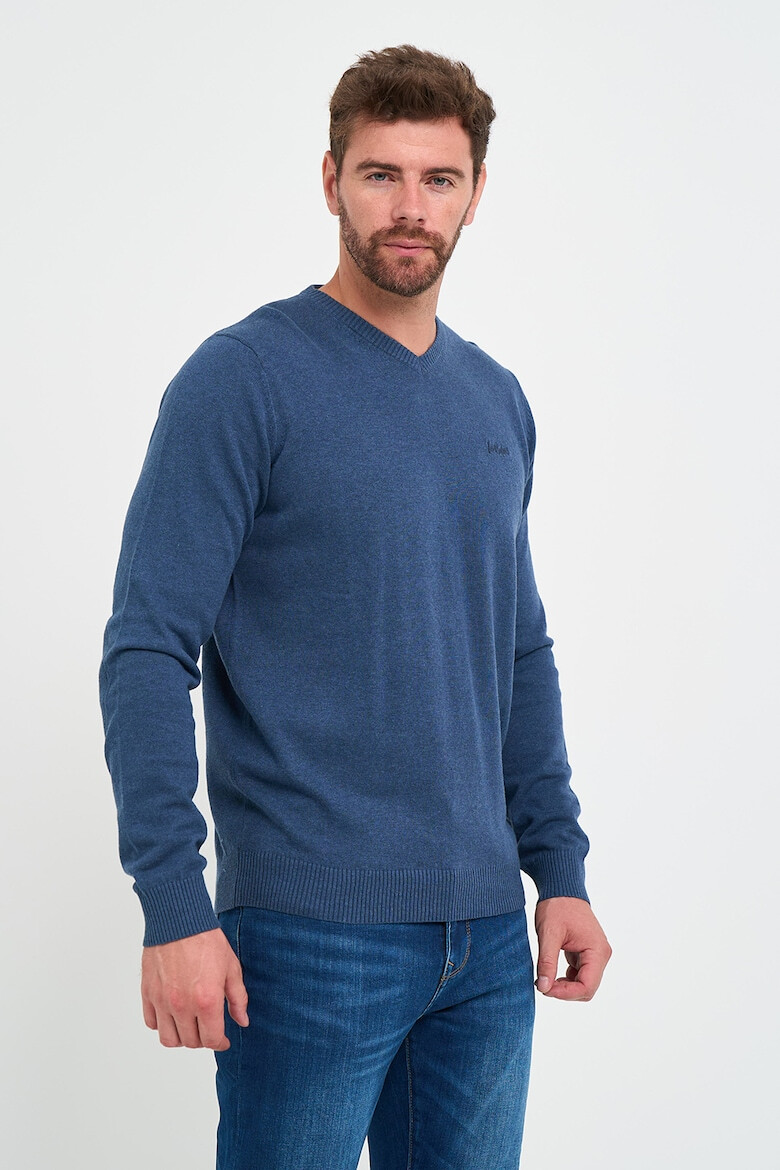 Lee Cooper Памучен пуловер с шпиц - Pepit.bg