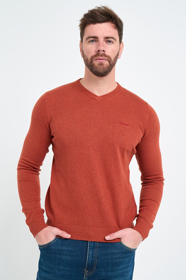Lee Cooper Памучен пуловер с шпиц - Pepit.bg