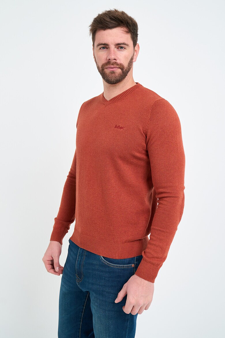 Lee Cooper Памучен пуловер с шпиц - Pepit.bg