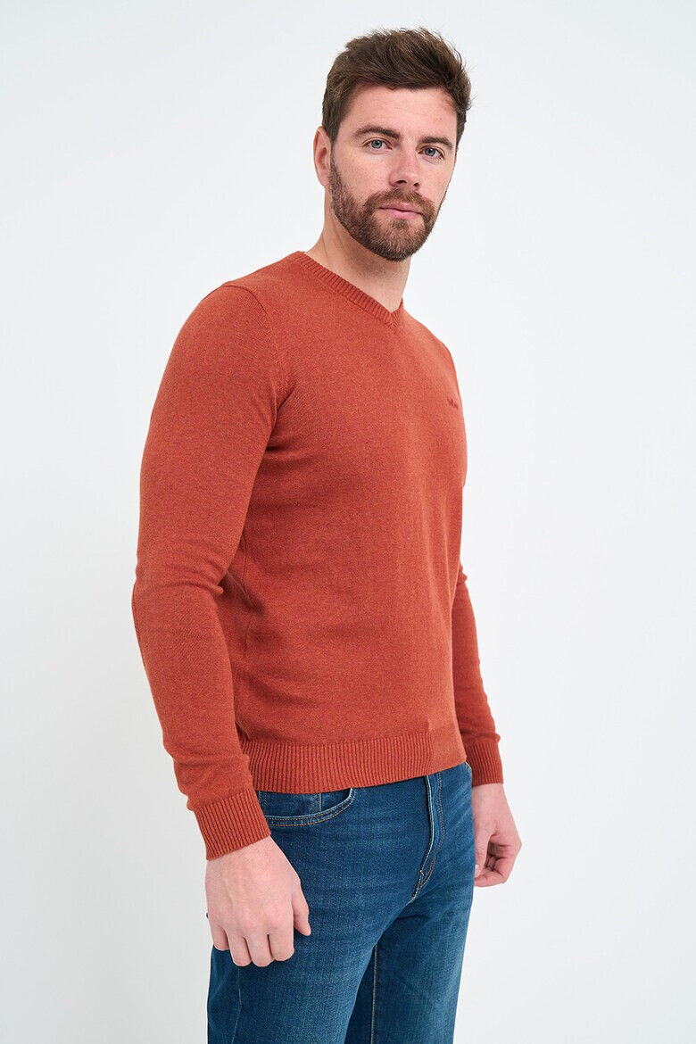 Lee Cooper Памучен пуловер с шпиц - Pepit.bg