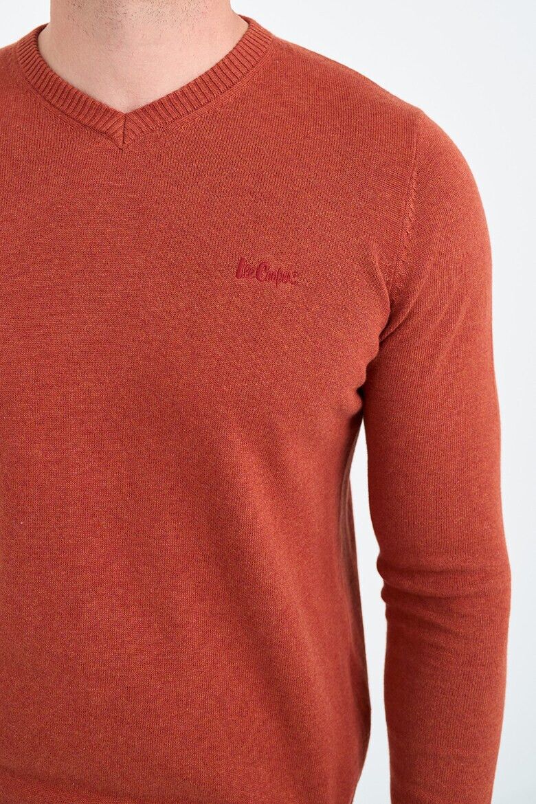 Lee Cooper Памучен пуловер с шпиц - Pepit.bg