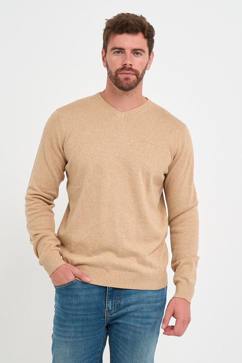 Lee Cooper Памучен пуловер с шпиц - Pepit.bg