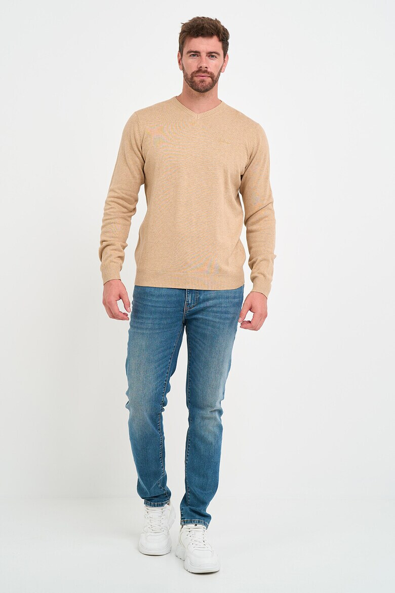 Lee Cooper Памучен пуловер с шпиц - Pepit.bg