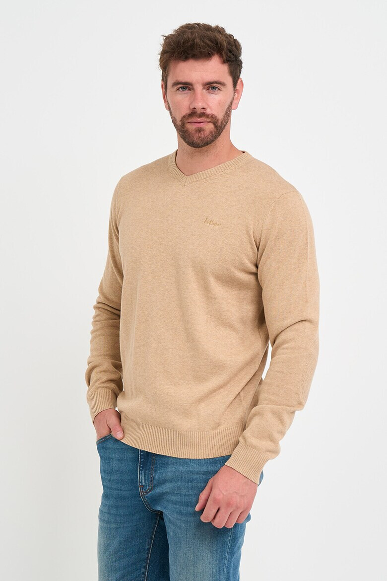 Lee Cooper Памучен пуловер с шпиц - Pepit.bg