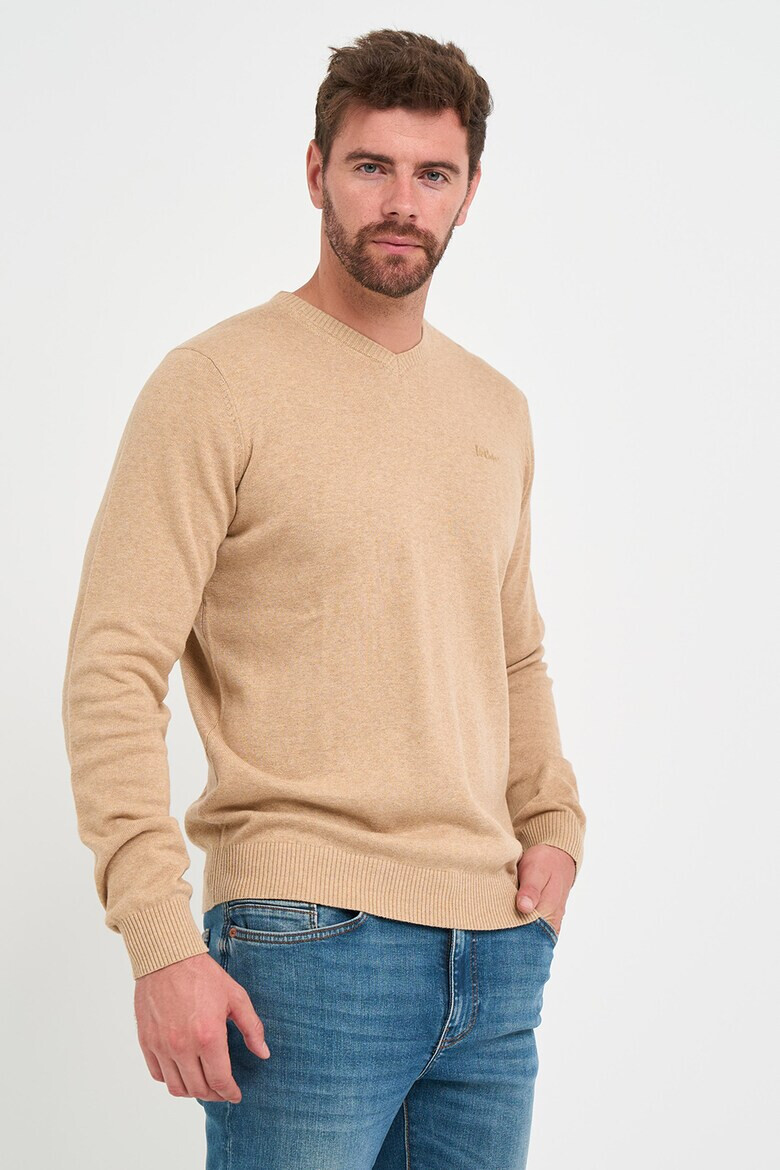 Lee Cooper Памучен пуловер с шпиц - Pepit.bg