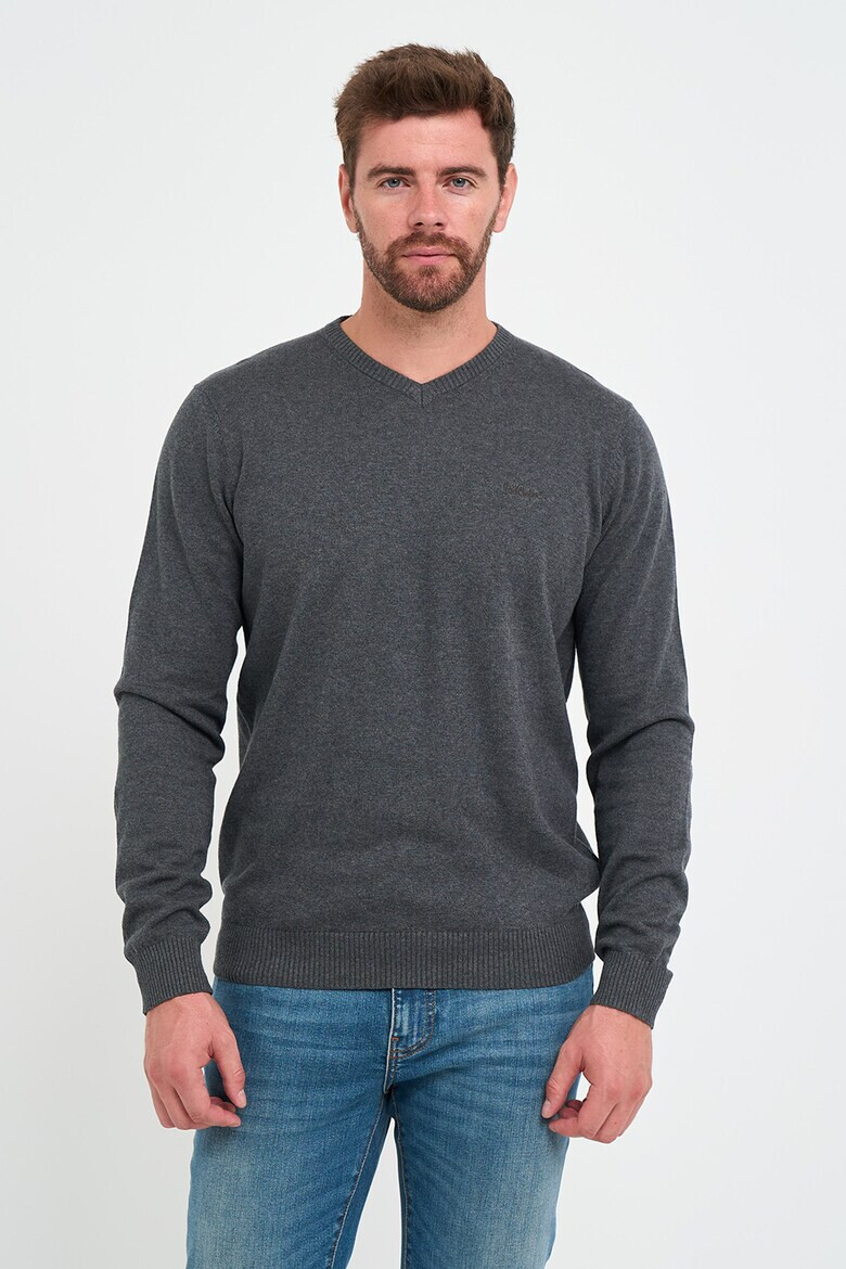 Lee Cooper Памучен пуловер с шпиц - Pepit.bg