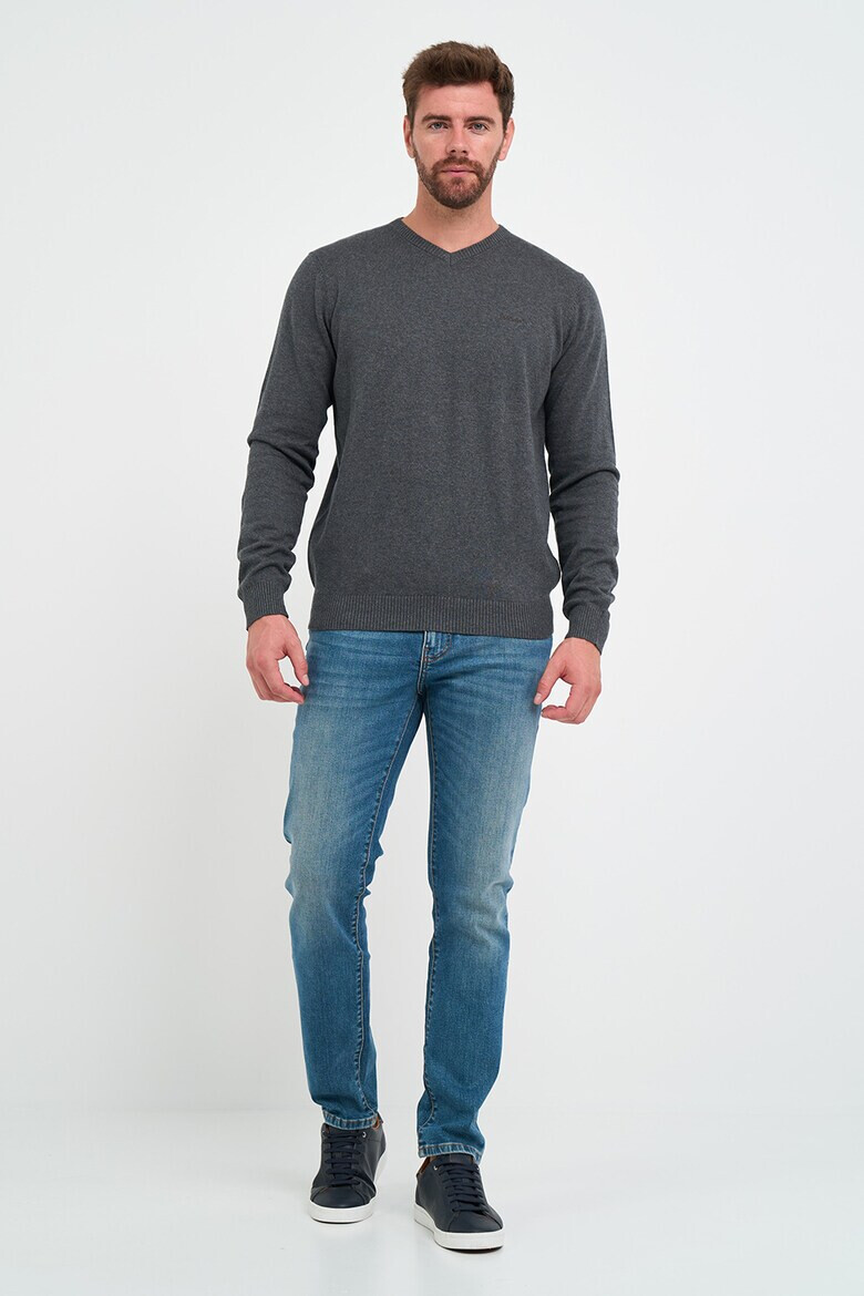 Lee Cooper Памучен пуловер с шпиц - Pepit.bg