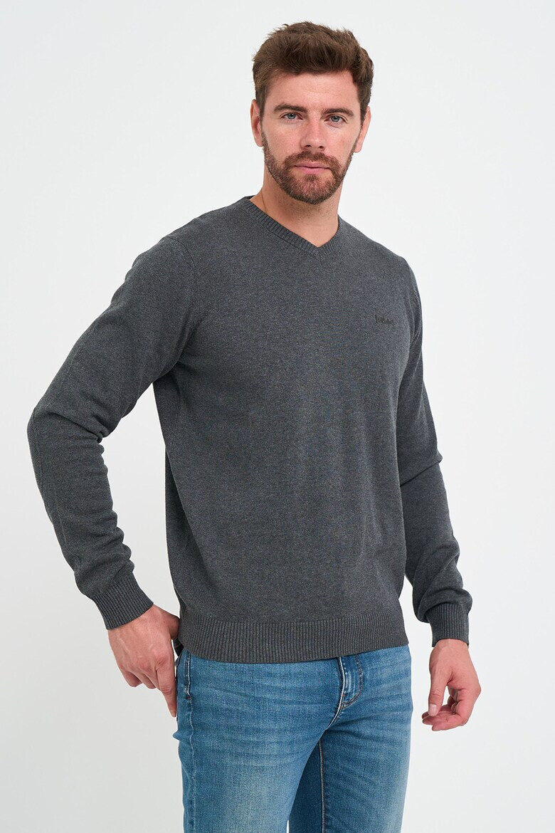 Lee Cooper Памучен пуловер с шпиц - Pepit.bg