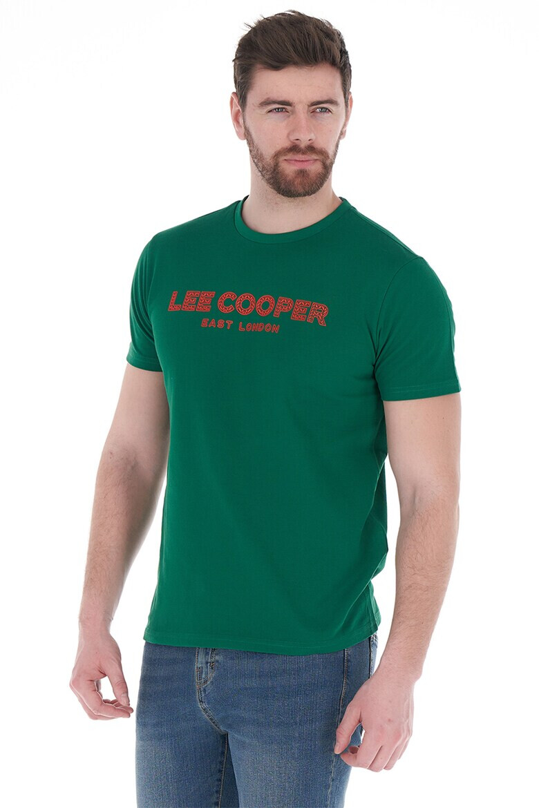 Lee Cooper Памучна тениска с лого - Тъмнозелен - - Pepit.bg