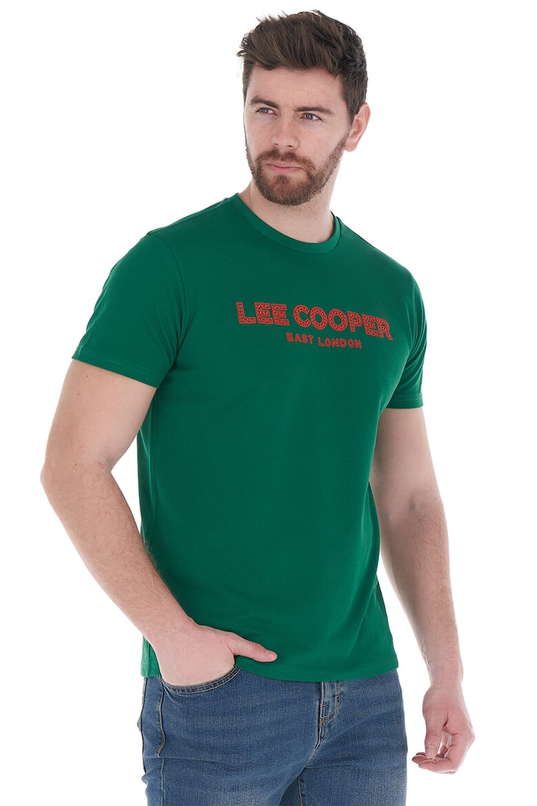 Lee Cooper Памучна тениска с лого - Тъмнозелен - - Pepit.bg