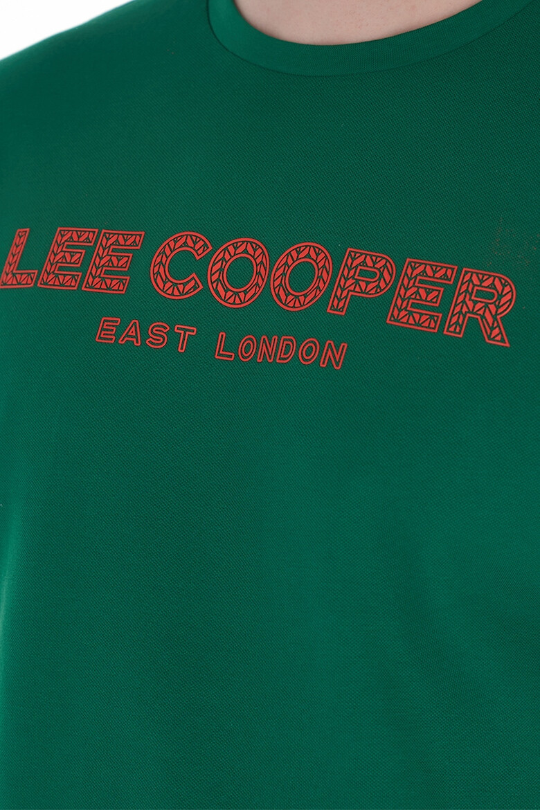 Lee Cooper Памучна тениска с лого - Тъмнозелен - - Pepit.bg