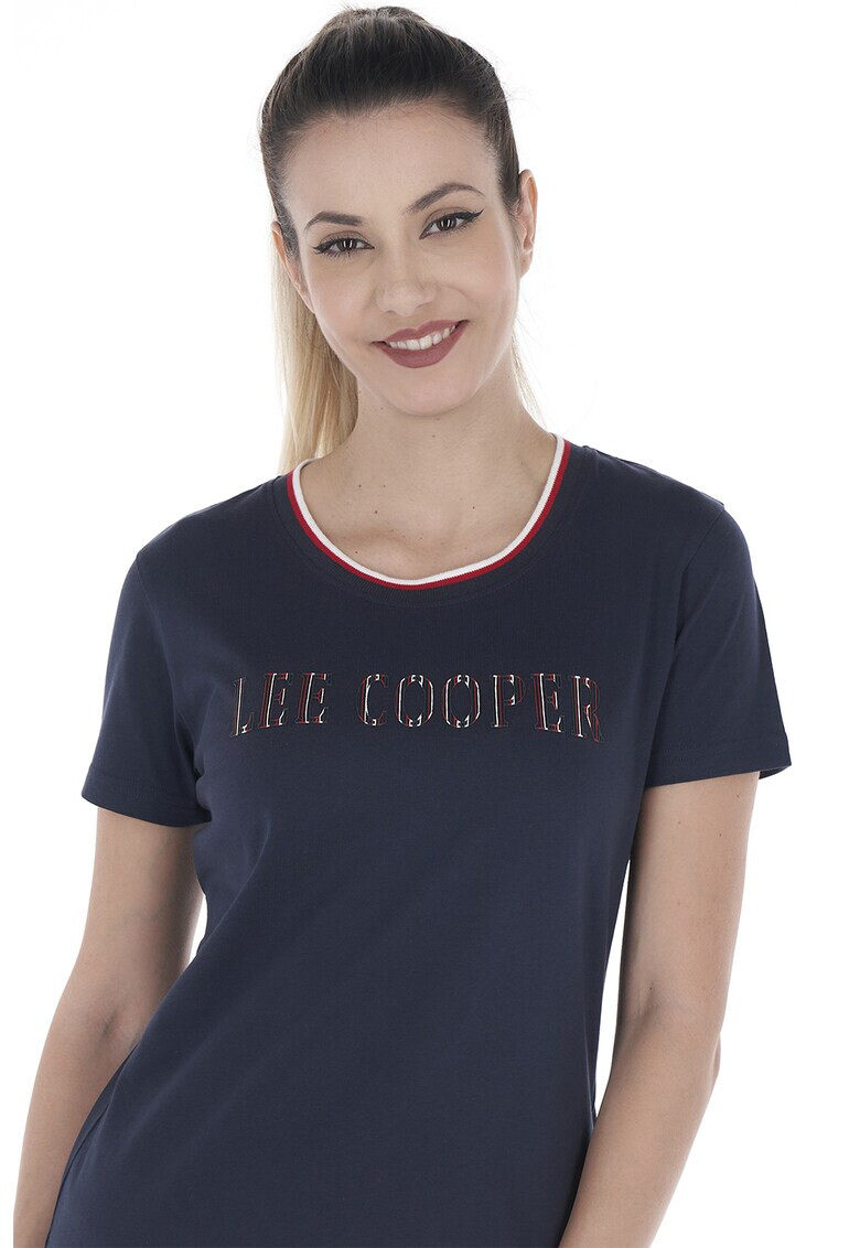 Lee Cooper Памучна тениска с овално деколте - Pepit.bg