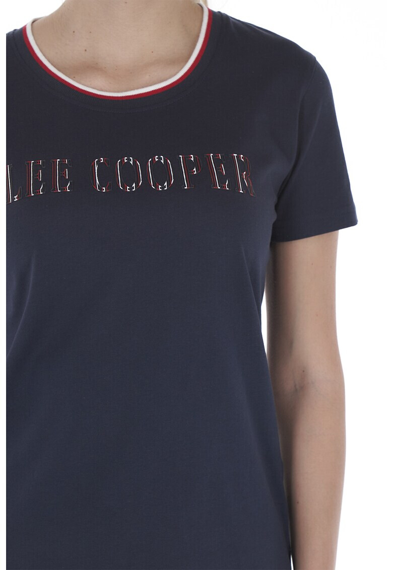 Lee Cooper Памучна тениска с овално деколте - Pepit.bg