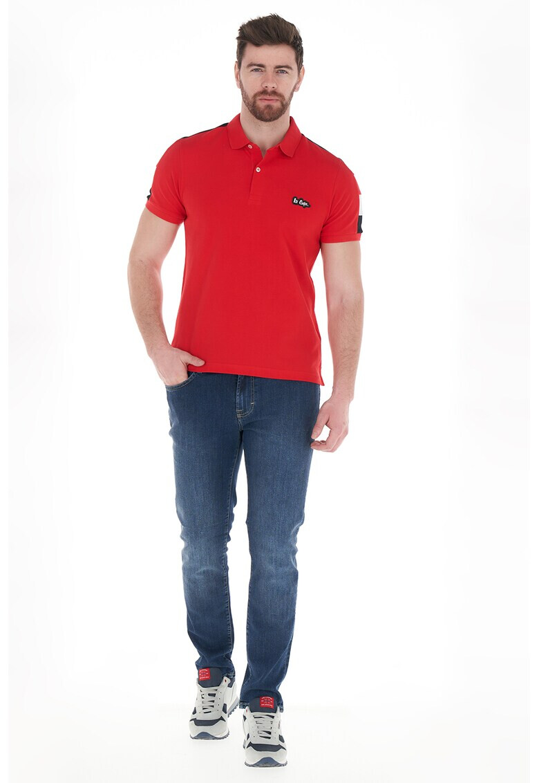 Lee Cooper Памучна тениска с яка - Червен - - Pepit.bg