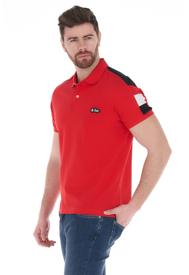 Lee Cooper Памучна тениска с яка - Червен - - Pepit.bg