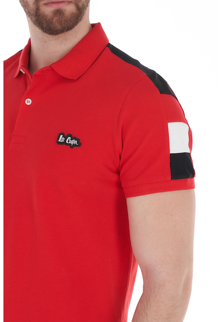 Lee Cooper Памучна тениска с яка - Червен - - Pepit.bg
