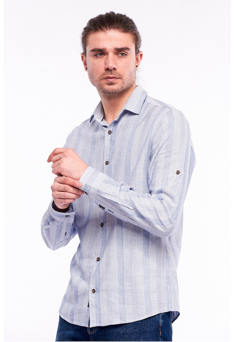 Lee Cooper Раирана риза с лен - Pepit.bg