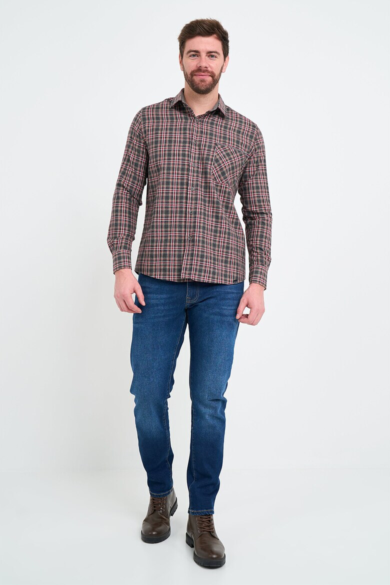 Lee Cooper Риза с джоб на гърдите - Червен/Бял/Tъмносив - Pepit.bg