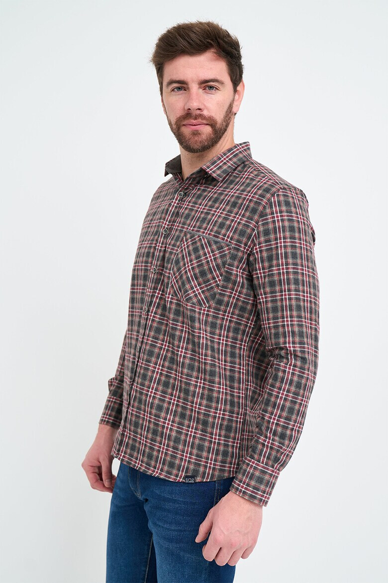 Lee Cooper Риза с джоб на гърдите - Червен/Бял/Tъмносив - Pepit.bg